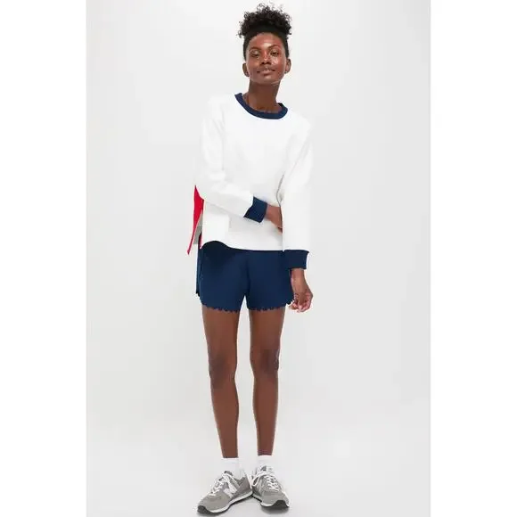 TUCKERNUCK SPORT Navy Scallop Performance Jersey Marisa Short Size L NWT